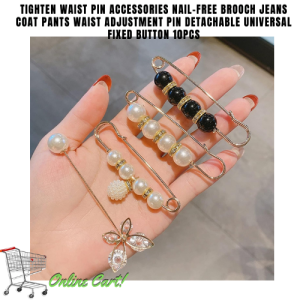 [Online Cart] Tighten Waist Pin Accessories Nail-Free Brooch Jeans Coat Pants Waist Adjustment Pin Detachable  Fixed Button 10Pcs