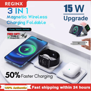 Wireless Charger 3 in 1 Magnetic Charger Foldable Fast Charger For Apple & Andriod Devices (Smartphone Smartwatch Audio)