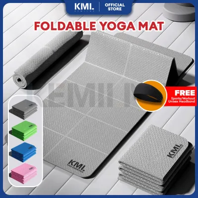 KML Kemilng Foldable Yoga Mat TPE Folding Fitness Exercise Mat Double Sided Non-slip for Yoga Pilates & Floor Workouts