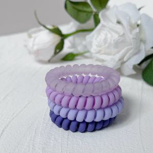 [SG💜Violet Lover] 4pc 8pc 5cm Matte Purple Plastic Teleties Band Ponytail Holder Telephone Wire Cord Spiral Head Ties Hair Band Hair Ring Hair Ties Ideal Size to Wear as Bracelet