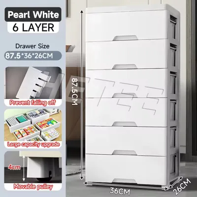 SALVO 3-7 Layer Wide Durabox Drawer Orocan Drawer Plastic Clothes Storage Cabinet With Wheels For Household Wardrobe Space Savers