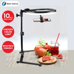 Adjustable LED Ring Light Mobile Smart Phone Holder Desktop Tripod Table Top Stand Studio Lighting Selfie Product Live