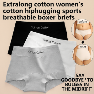 Long crotch pure cotton womens boxer briefs antibacterial breathable cotton large size sports safety pants boxer shorts