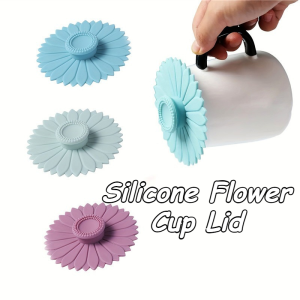Silicone Mug Lid Sunflower Design Reusable Dustproof Airtight Cover Thickened Durable Spill-Proof