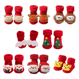Toddler Fuzzy Socks with Grips Anti Skid Baby Christmas Socks Winter Grip Warm Socks Children Cute Socks Christmas Gift