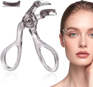 Wide-Angle Eyelash Curler with Comb & Refill Pads for Any Eye Shapes Precision Curling Pinch-Free Tool Eye Lash Curler Makeup Accessory for Small Hooded Eyes C Curl Lift