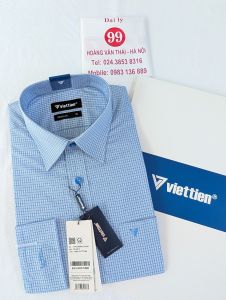 [Việt Tiến] Áo Sơ Mi Dài Tay Cao Cấp - Regular (Suông) - Vạt Bầu - Kẻ ô xanh da trời