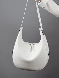 Spring and summer new niche design cowhide bag shoulder bag handbag genuine leather crescent bucket bag for women