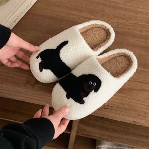 WY-XIXITIAO Indoor Cotton Mop Creative Cute Cat and Dog Couple Home Warm Furry Shoes for Men and Women ins Casual and Fun Cotton Slippers for Autumn and Winter