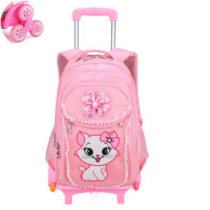 New Childrens Trolley Schoolbag Elementary School Girls Grades 1-6 Ages 6-12 3PCS Waterproof Wear-resistant Backpack Tutoring Bag