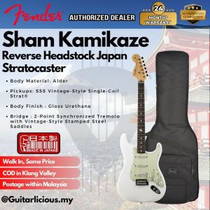 Fender Japan Sham Kamikaze Signature Reverse Headstock SSS Stratocaster Electric Guitar Rosewood FB - Arctic White