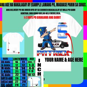POLICE DESIGN PERSONALIZED BIRTHDAY T-SHIRT DESIGN CUSTOMIZED DESIGN IN TSHIRT WITH NAME SUBLIMATION PRINT WHITE SHIRT