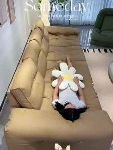 Sailing sofa leather movable backrest sofa elephant ear leather sofa