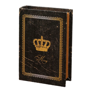 กล่องใส่ของเอนกประสงค์กล่องเก็บของหนังสือเทียมลายมงกุฎสำหรับสินค้าชิ้นเล็กกล่องเก็บของตกแต่งบ้าน