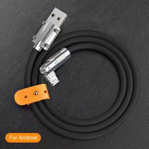 120w 6A Elbow Micro USB 180 Degree Rotating Liquid Silicone Rubber Mobile Phone Fast Charger Usb Cable For Phone Playing Game Android Charging Data Line Cables