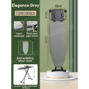 【Ready stock】Ironing board/silver plated cloth/6-speed adjustment/foldable/steam ironing board new upgrade，papan setrika rumah tangga