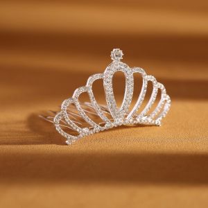 TUmama Lược chải tóc vương miện pha lê lấp lánh cho trẻ em phụ kiện tóc phong cách công chúa trang sức đội đầu thời trang