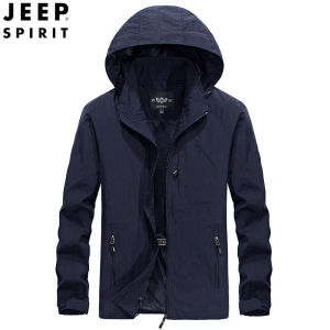 Áo khoác nam JEEP SPIRIT chống nước đồng phục quân đội áo gió thoáng khí có mũ mỏng cho ngoài trời