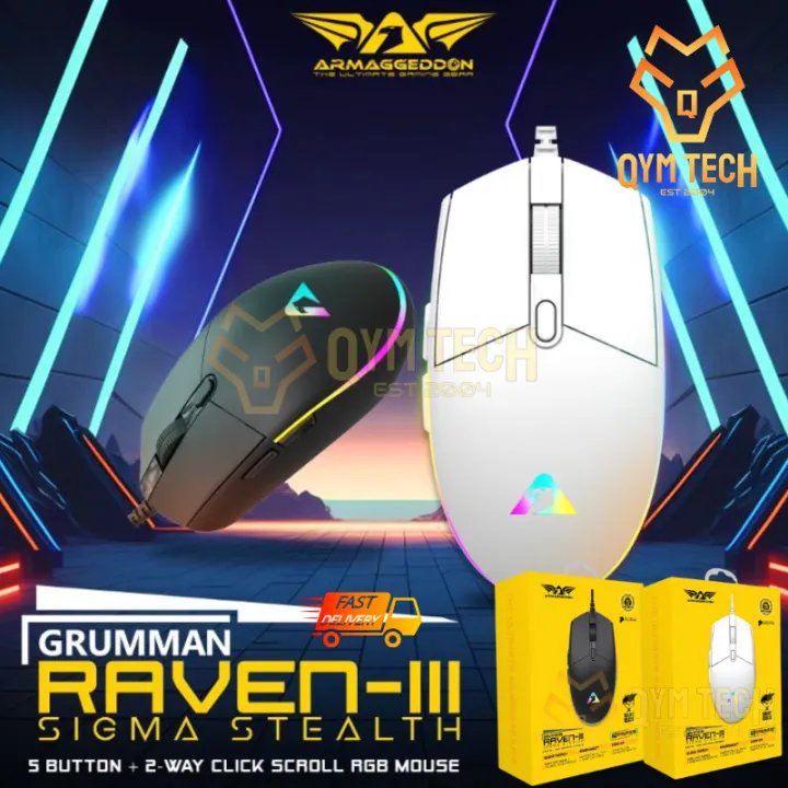 ARMAGGEDDON GRUMMAN RAVEN-III SIGMA STEALTH SILENT CLICK MOUSE