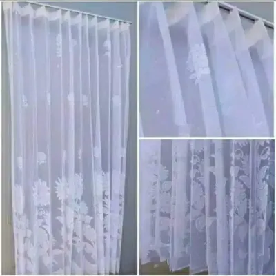 Hordeng Vitrase Lipat Motif Bunga Random Ukran 1 x 2 Meter Korden Trasparan Puring Gorden / Lapisan Korden Tirai / Gorden Dalaman Putih