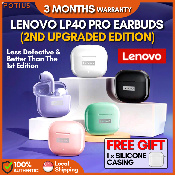 🇸🇬【𝗙𝗥𝗘𝗘 𝗖𝗔𝗦𝗜𝗡𝗚】LENOVO LP40 PRO Wireless Earbuds TWS HD Music With ...
