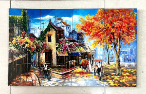 Tranh sơn mài đồng quê bộ 4 tấm size 50x80 cm hàng xuất khẩu