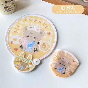 Cute Sanrio Folding Round Fan Summer Portable Mini Cartoon Half Round Handle Cloth Face Small Fan Tiktok Net Red Fan Fan