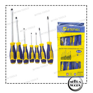 Obeng Set (+ -) 7 pcs Gagang Karet JETJOTOOLS Obeng Set Kembang & Min Obeng Plus Minus Set
