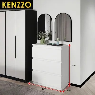 [FREE SHIPPING] KENZZO Basra Chest Drawer Clothes Storage With Knob Wooden Chest Drawer 8 Drawers Easy to Install Ready Stock