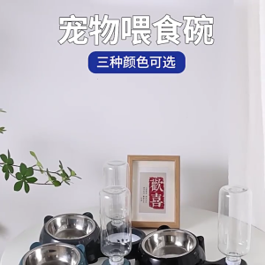 Elevated Feeder Automatic Water Supply System Detachable Metal Bowl Slip Resistant Base For Pet