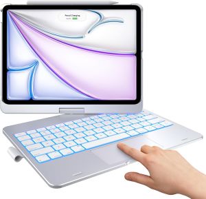 COCOQAC Touch Keyboard Case for iPad Air 11-inch (M3 2025 / M2 2024) & iPad Pro 11(4th/3rd/2nd/1st Gen):Multi-Touch Trackpad & 11 Colors Backlight & 360°RotatableThin for iPad Air 5th & 4th GenGray