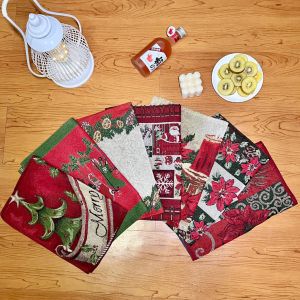 Christmas Placemat Cotton Weave Christmas Dinning Table Mat Plate Mat Absorbent Theme Placemat Holiday Decoration 30x45cm