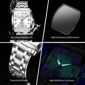OLEVS Mens Watches Waterproof Original Casual watches Stainless steel strap Luminous Calendar quartz Watch For Watch