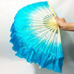 daidai (Ready Stock) 1pc Hand Fan Bamboo Ribs Flutter Fabric Chinese Folk Belly Dance Dancing Show Chinese 跳舞舞蹈扇子