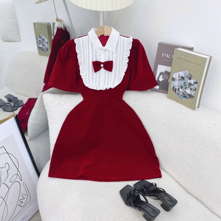 Đầm bé gái - Hàng thiết kế thu đông - Chất liệu nhung đỏ cao cấp - KÈM NÓN,  Quần áo trẻ em, Váy bé gái siêu xinh cho mua noel, tết | Lazada.vn