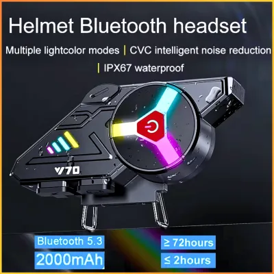 COD Kebidumei Y70 Headset Helm Bluetooth Bass Music RGB Roise Reduction IPX6 Waterproof 2000mAh