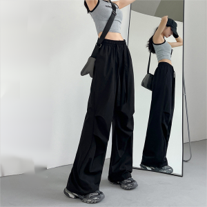 (CLE)Alisa.sonya กางเกงผู้หญิงคาร์โก้ร่มชูชีพสำหรับผู้หญิงกางเกงไนลอนผ้าฝ้ายนุ่มทรงหลวมเอวต่ำมีซิปกางเกง Y2K เบาจ๊อกเกอร์ทรงแบ็กกี้ผ่อนคลาย