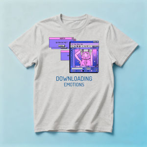 Downloading Emotions Cyberpunk Aesthetic Pop Up Window Slogan T-Shirt Men Breathable Cotton Top Gamer Trendy Fashion Blouse