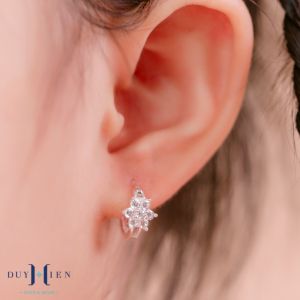 Khuyên Tai Bạc Duy Hiển Cho Bé Kiểu Khong Tròn Chắc Chắn Hình Hoa Mai Đẹp Xinh