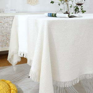 Specool® Nordic-style Linen Waffle Weave Tablecloth for Dining Table/Desk Picnic Mat Camping Blanket