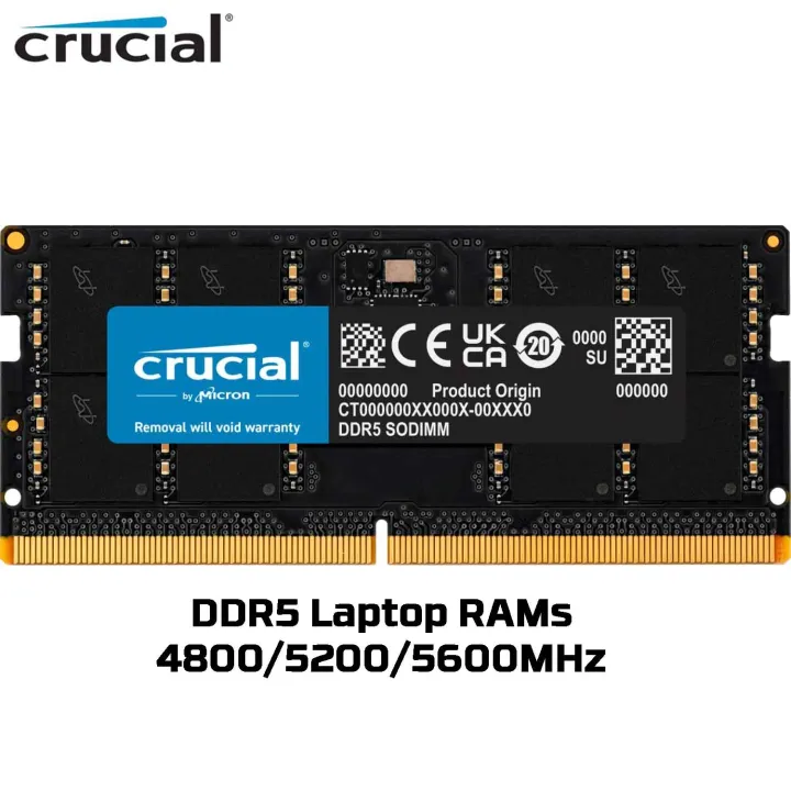 Crucial RAM 16GB 24GB 32GB 48GB DDR5 5600MHz 5200MHz 4800MHz Laptop Memory 16G 24G 32G 48G SODIMM Original 4800M 5200M 5600M