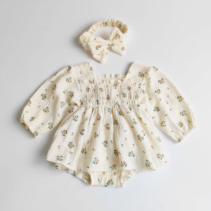 Summer 0-2Y 2PCS Floral Ruffle Baby Girls Clothes Bodysuit One Piece Kids Baby Birthday Princesses Dress Jumpsuits Clothing2026