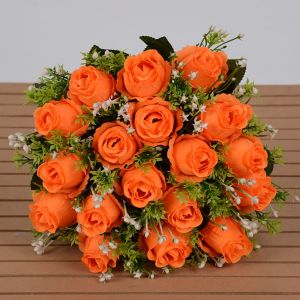 OWMXZL Mini Real Happy Flower 10 Colors Photography Photo Gift Valentines Day Flowers High Quality 18 Head Natural Simulated Rose Home Decorative