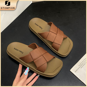 STOMPION Korean Sandals for Women Cross-strap Fashion Ladies Slippers For Women Casual