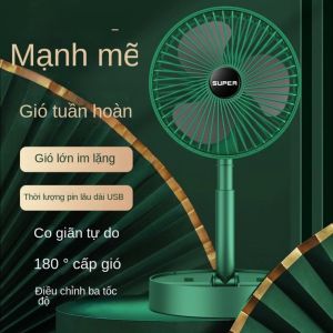 Quạt USB Gấp Gọn Đa Năng SUPER Có Đèn LED 3 Tốc Độ Gió Xoay 360 Độ - Phích Cắm Unviersal