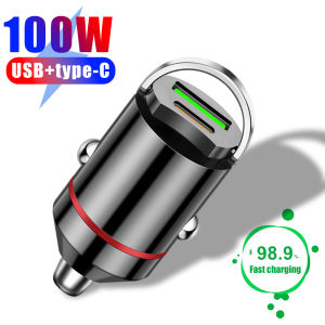 [Pphha] Bộ sạc Nhẫn kéo xe hơi 100W mới Mini ẩn sạc nhanh Bộ chuyển đổi sạc nhanh loại USB cổng kép sạc nhanh Pd30W Qc3.0 cho iPhone Xiaomi Samsung