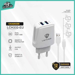 Charger LENYES LCH332EU 2.4A Adapter Kabel 2 usb Casan Hp Original