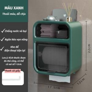 Hộp đựng giấy chống nước  hộp đựng giấy 2 tầng chất liệu nhựa APS cao cấp sang trọng tặng kèm miếng dán cường lực [co sỉ]