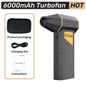 Portable mini turbine electric hair dryer 130000RPM brushless power motor Large capacity battery long life Handheld fan household dust blower Industrial high power hair dryer