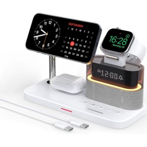 Qi2 Wireless Charger Stand with Clock Fast Charging Station for C09